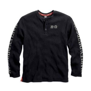 Harley-Davidson® Men's Waffle Knit Tee, Willie G Skull Henley, Black XL NWT